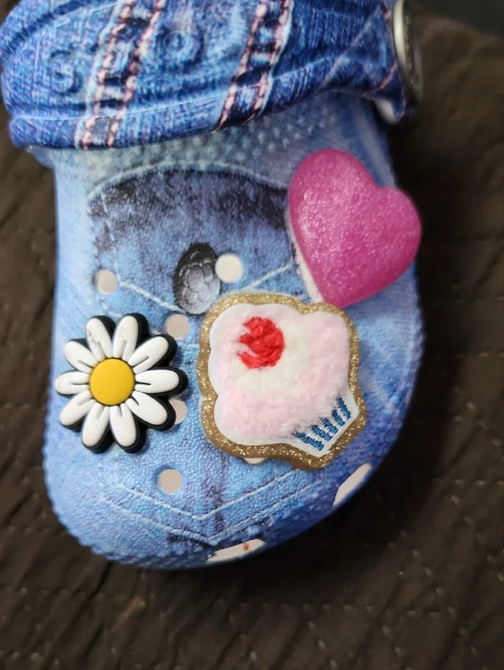 CROCS Kids Denim-Print Clogs with Colorful Charms